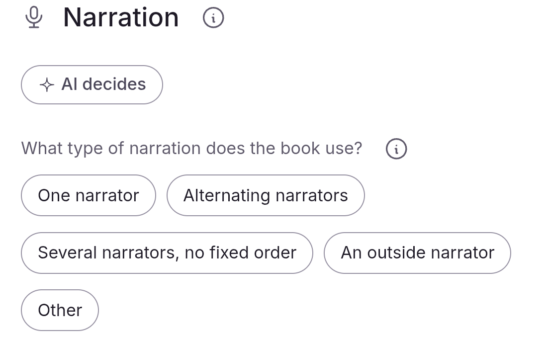 Demo book: the Narration part with the AI decides button off